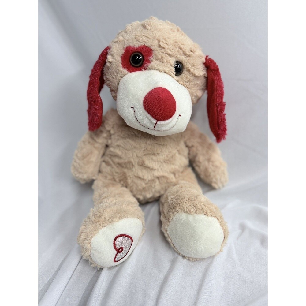 Homerbest Puppy Dog Tan Red Heart Eye Plush Stuffed Animal 13" Valentine’s Day